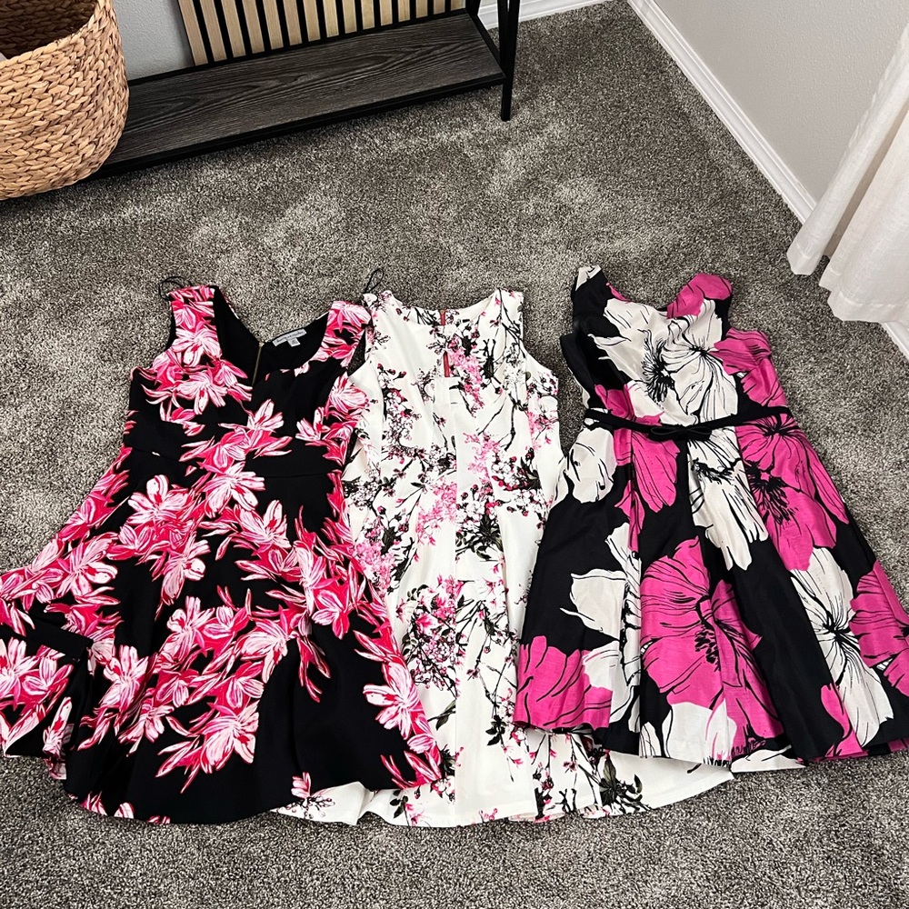 Julian Taylor Floral Dress Trio - Pink, Black, White
Offer as a bundle.